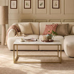 Nara White Marble Coffee Table - Gold Frame - Tasty Coffee Tables