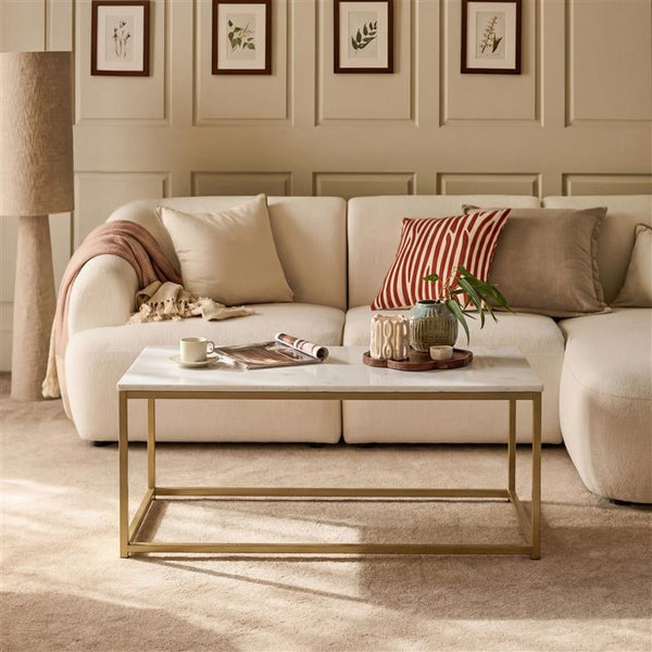 Nara White Marble Coffee Table - Gold Frame - Tasty Coffee Tables