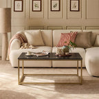 Nara Black Marble Coffee Table - Gold Frame - Tasty Coffee Tables