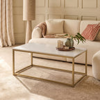 Nara White Marble Coffee Table - Gold Frame - Tasty Coffee Tables