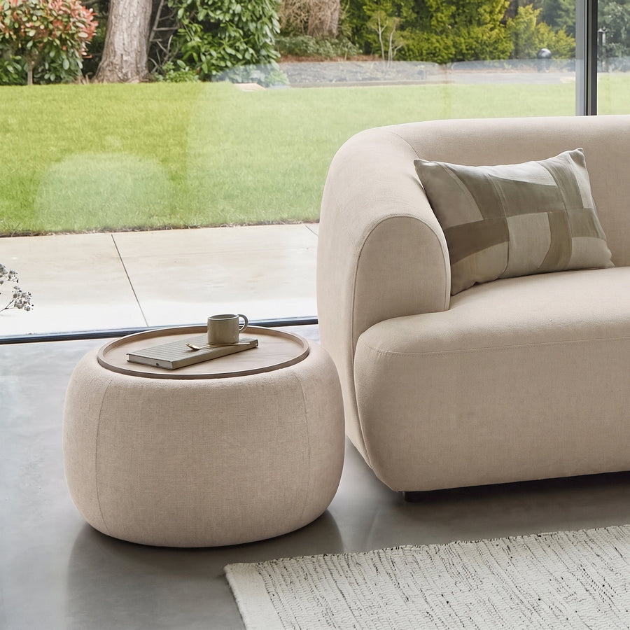 Nathalia 65cm Whitewash Coffee Table - Soft Beige - Tasty Coffee Tables